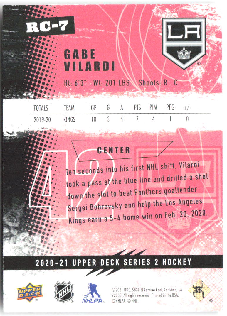 Gabe Vilardi Upper Deck 2020-21 Rookie Class Red RC-7 2020-21 Los Angeles Kings
