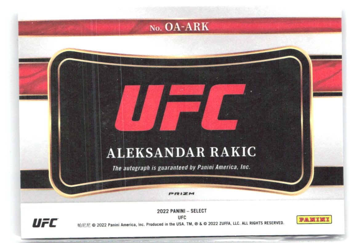 Aleksandar Rakic Select Octagon Action Signatures Flash Prizms OA-ARK 2022 Auto