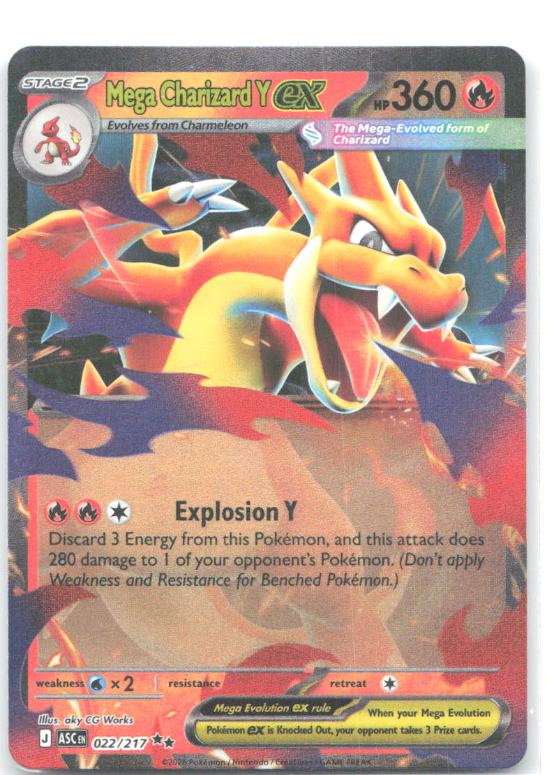 Mega Charizard Y ex Holo Double Rare ME Ascended Heroes 022/217 NM aky CG Works