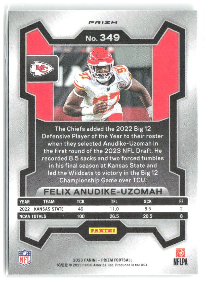 Felix Anudike-Uzomah Panini Prizm Neon Green Pulsar 349 2023 Kansas City Chiefs