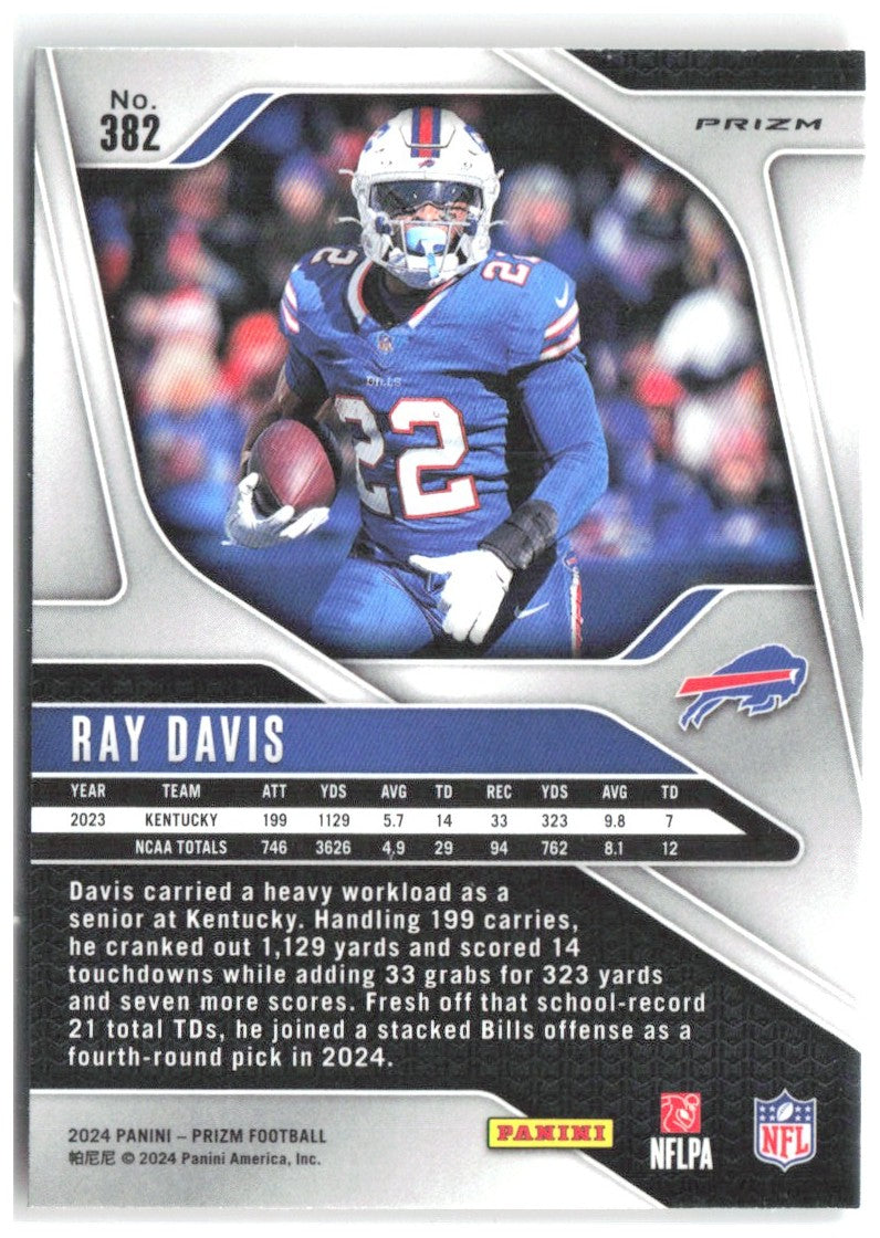 Ray Davis Panini Prizm - Disco 382 2024 Buffalo Bills