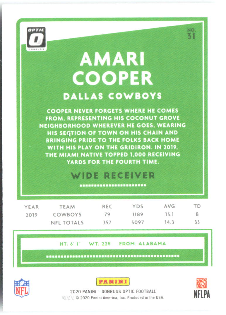 Amari Cooper Donruss Optic 31 2020 Dallas Cowboys