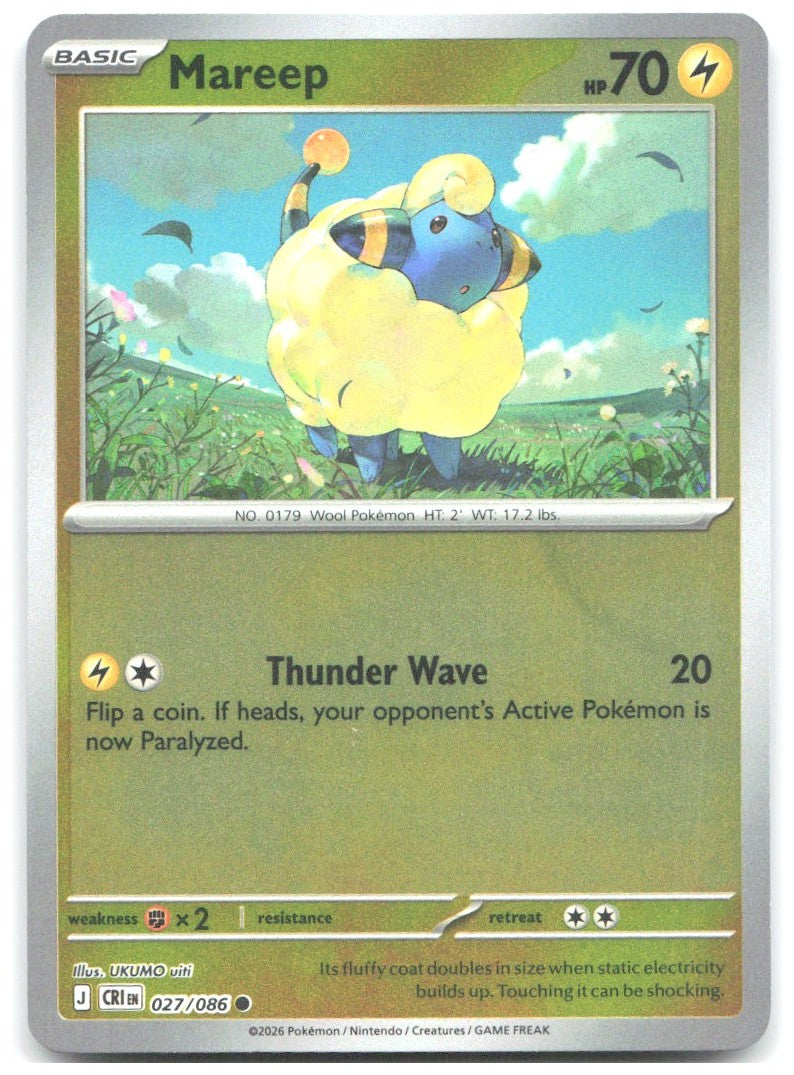 Mareep Reverse Holo Common ME04 Chaos Rising 027/086 NM UKUMO uiti