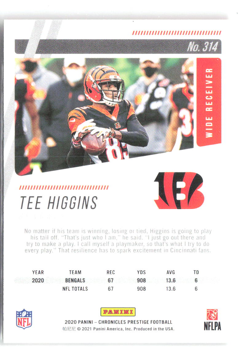 Tee Higgins Chronicles - Prestige Rookies Update 314 2020 Cincinnati Bengals