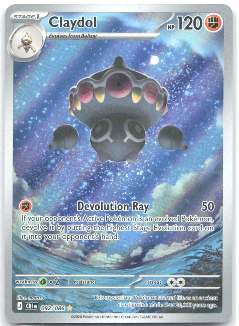 Claydol Holo Illustration Rare ME04: Chaos Rising 092/086 NM matazo