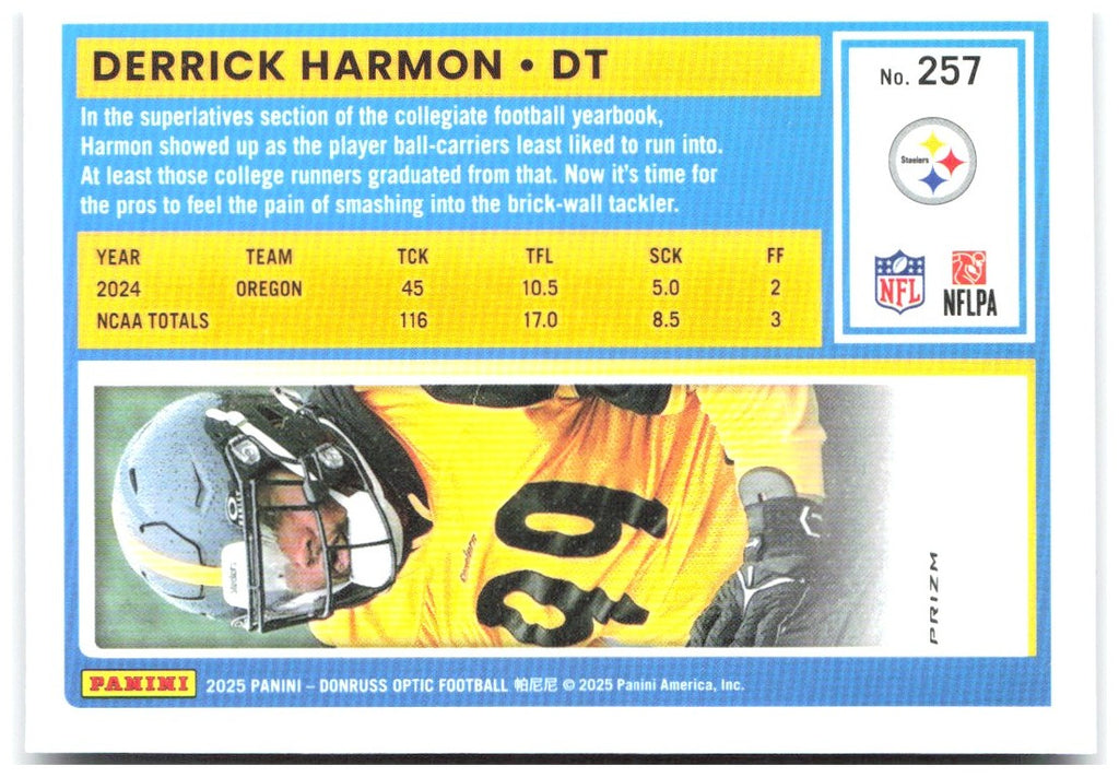Derrick Harmon Donruss Optic - Purple Shock 257 2025 Pittsburgh Steelers