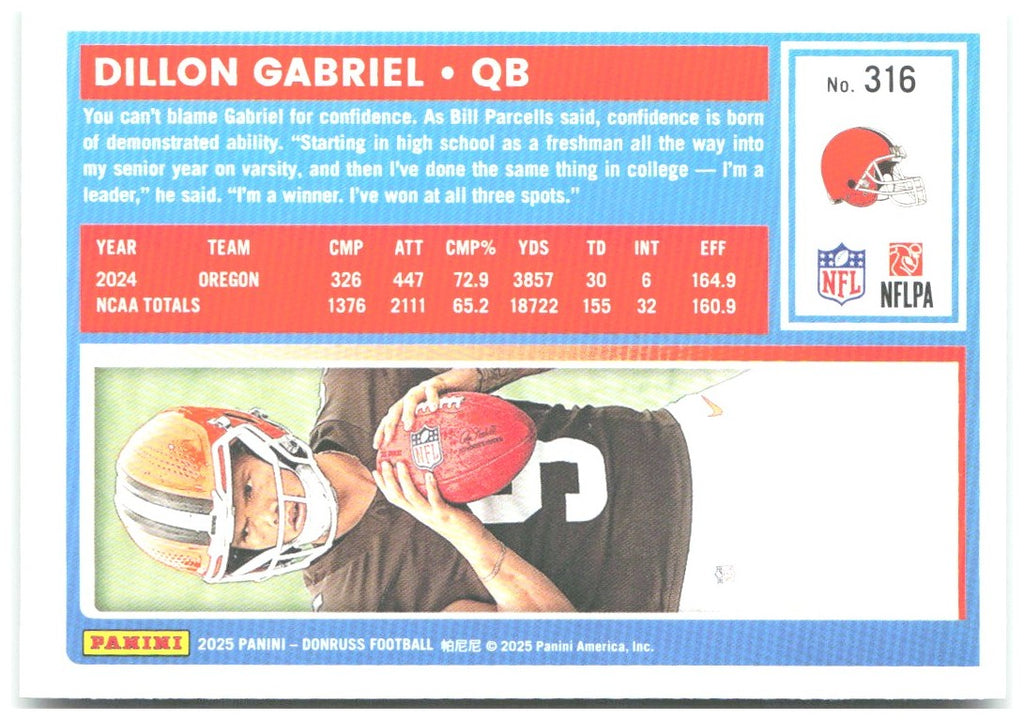 Dillon Gabriel Donruss - Press Proofs Green 316 2025 Cleveland Browns