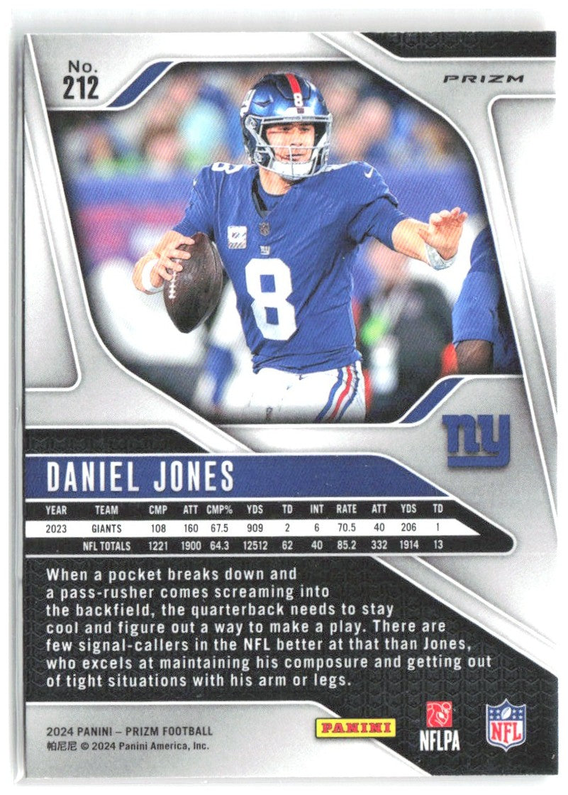 Daniel Jones Panini Prizm - Disco 212 2024 New York Giants