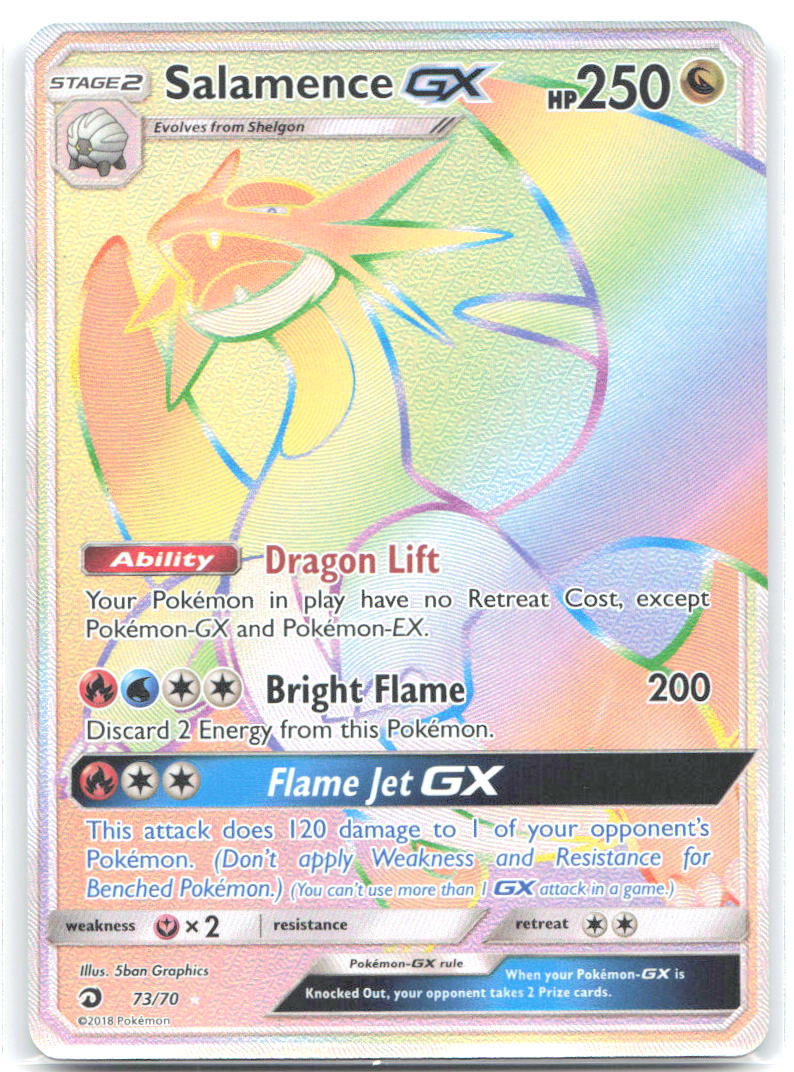 Salamence GX Secret Holo Secret Rare Dragon Majesty 73/70 NM 5ban Graphics