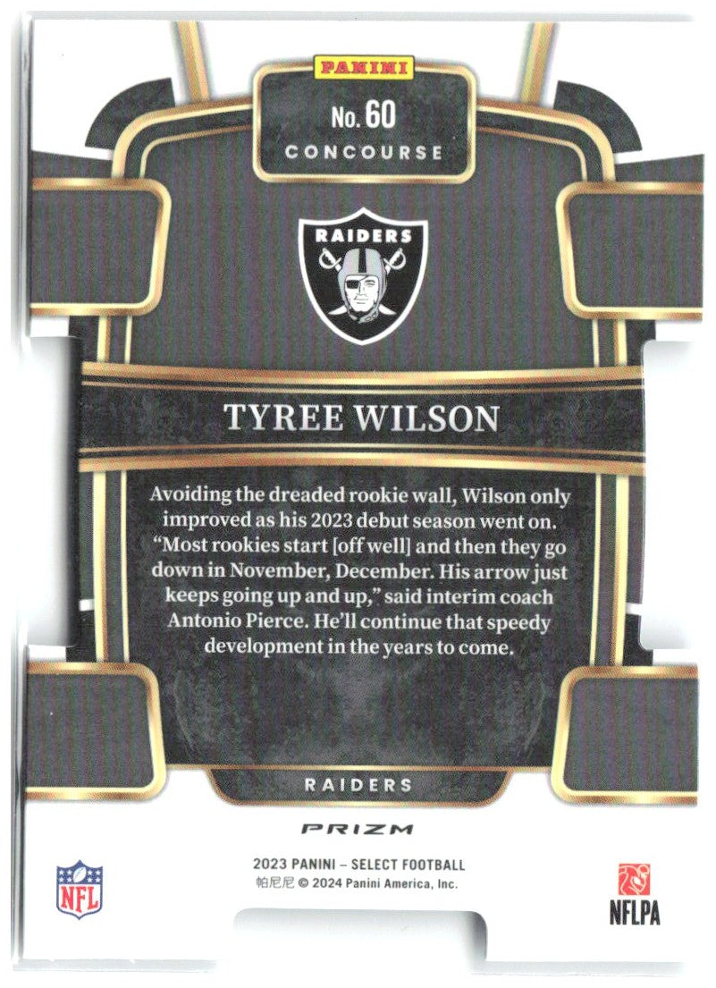 Tyree Wilson Select - Black and Green Prizms Die Cuts 60 2023 Las Vegas Raiders