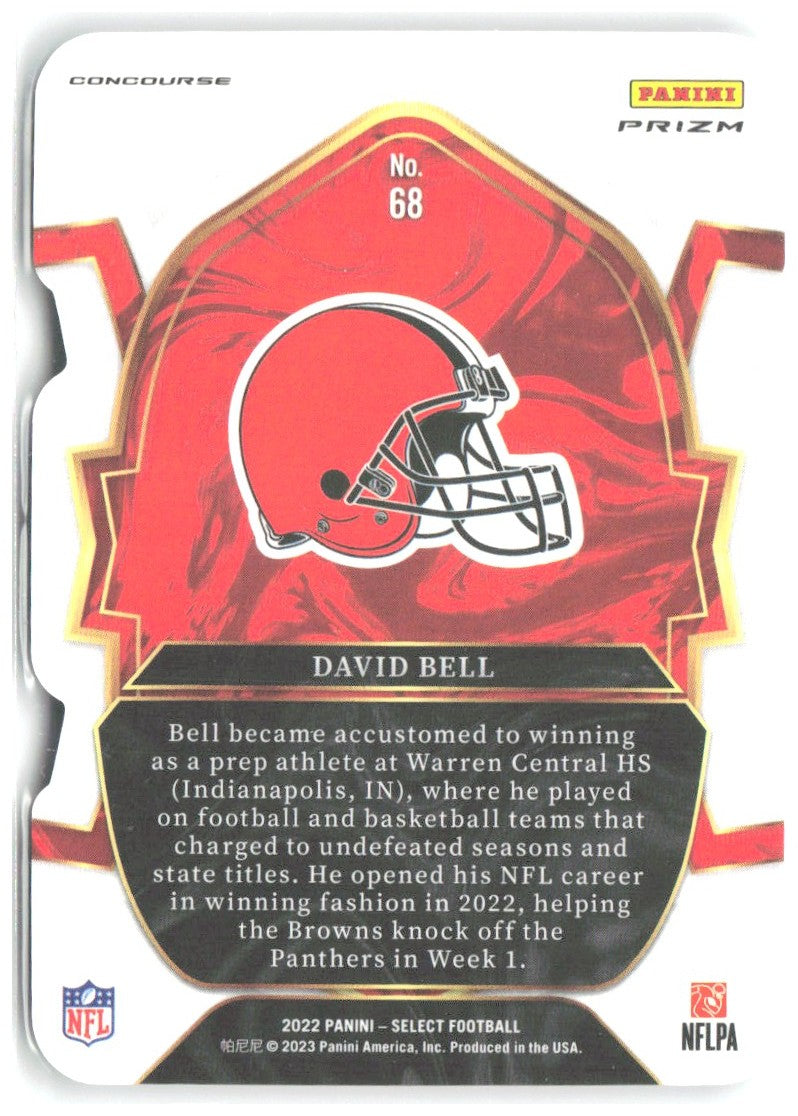 David Bell Panini Select Black and Green Prizm Die Cut 68 2022 Cleveland Browns