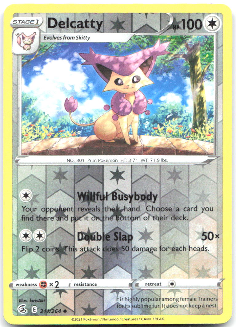 Delcatty Reverse Holo Uncommon SWSH08 Fusion Strike 211/264 NM kirisAki