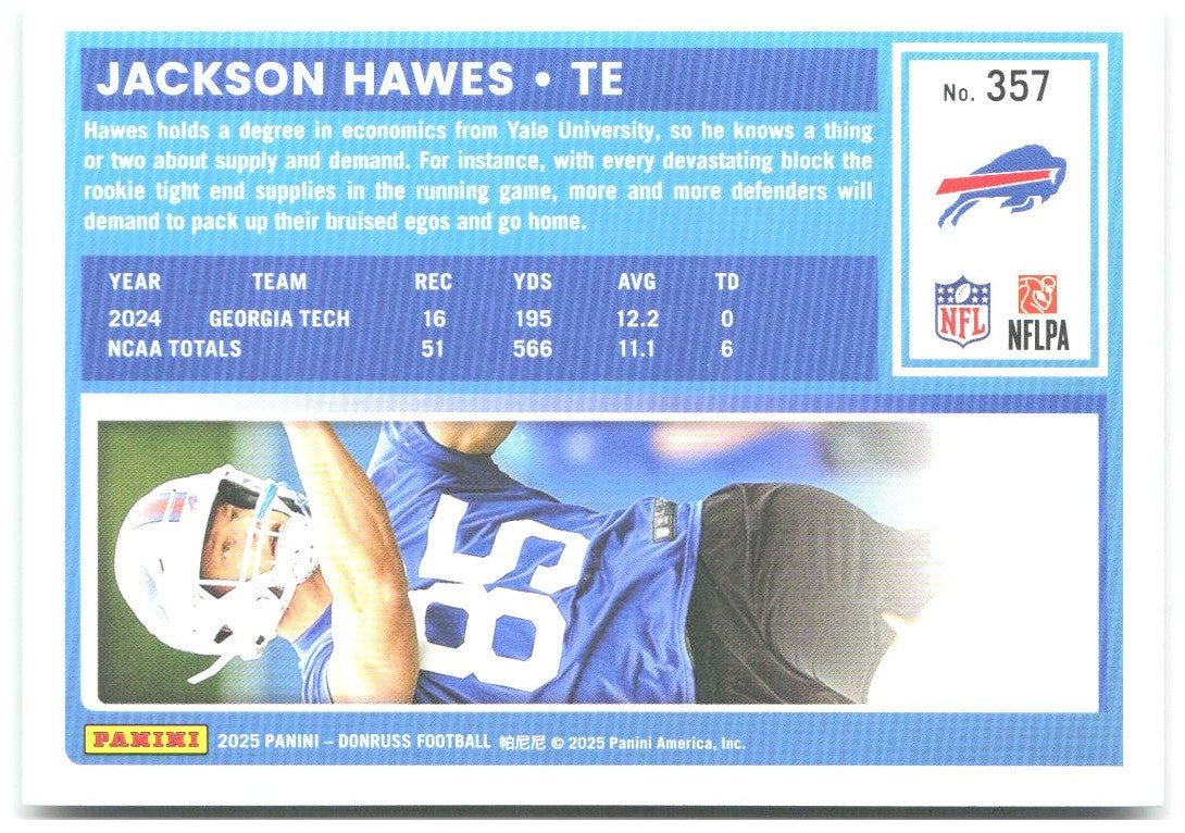 Jackson Hawes Donruss - Press Proofs Green 357 2025 Buffalo Bills