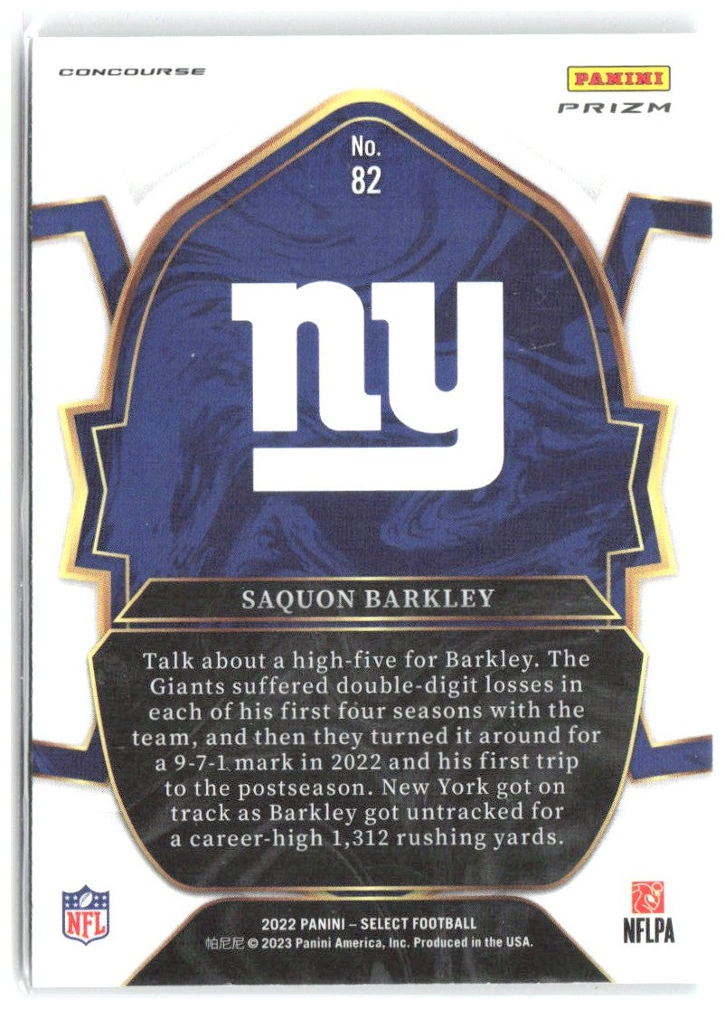 Saquon Barkley Panini Select - Silver Prizm 82 2022 New York Giants