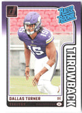 Dallas Turner Donruss - Rated Rookies Throwback 1 2024 Minnesota Vikings