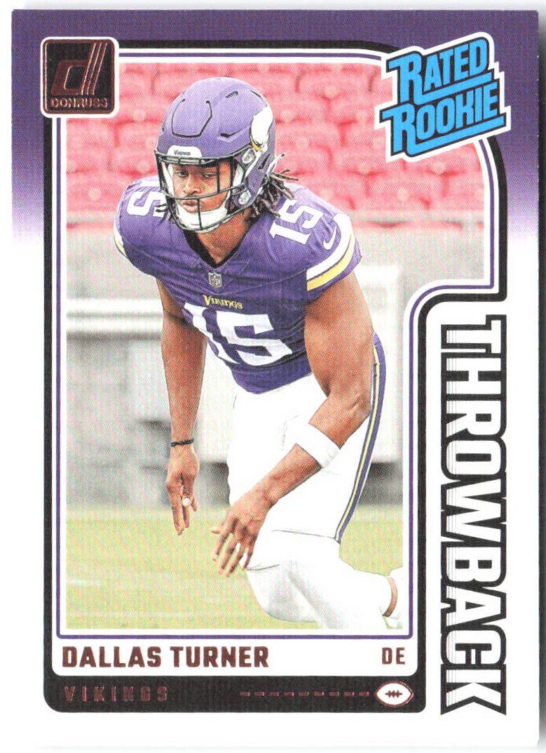 Dallas Turner Donruss - Rated Rookies Throwback 1 2024 Minnesota Vikings