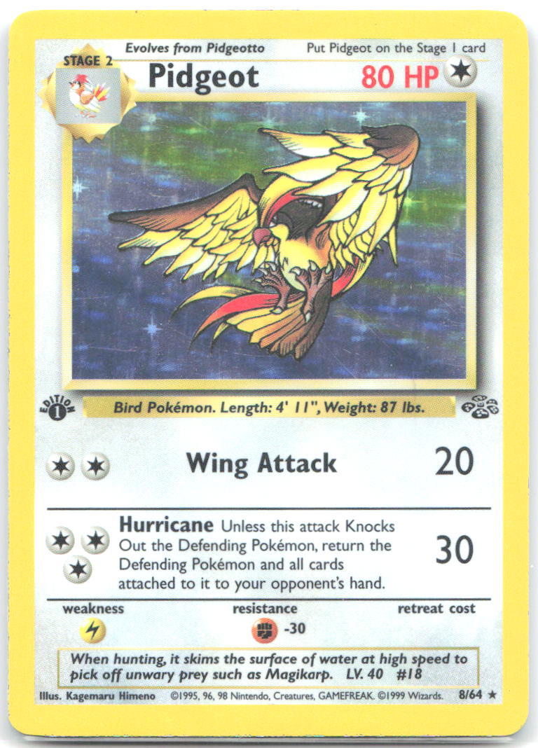 Pidgeot 8 1st Edition Holo Rare Jungle 08/64 LP Kagemaru Himeno