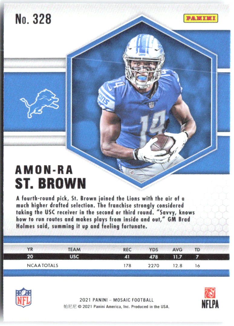 Amon-Ra St. Brown Panini Mosaic 328 2021 Detroit Lions RC