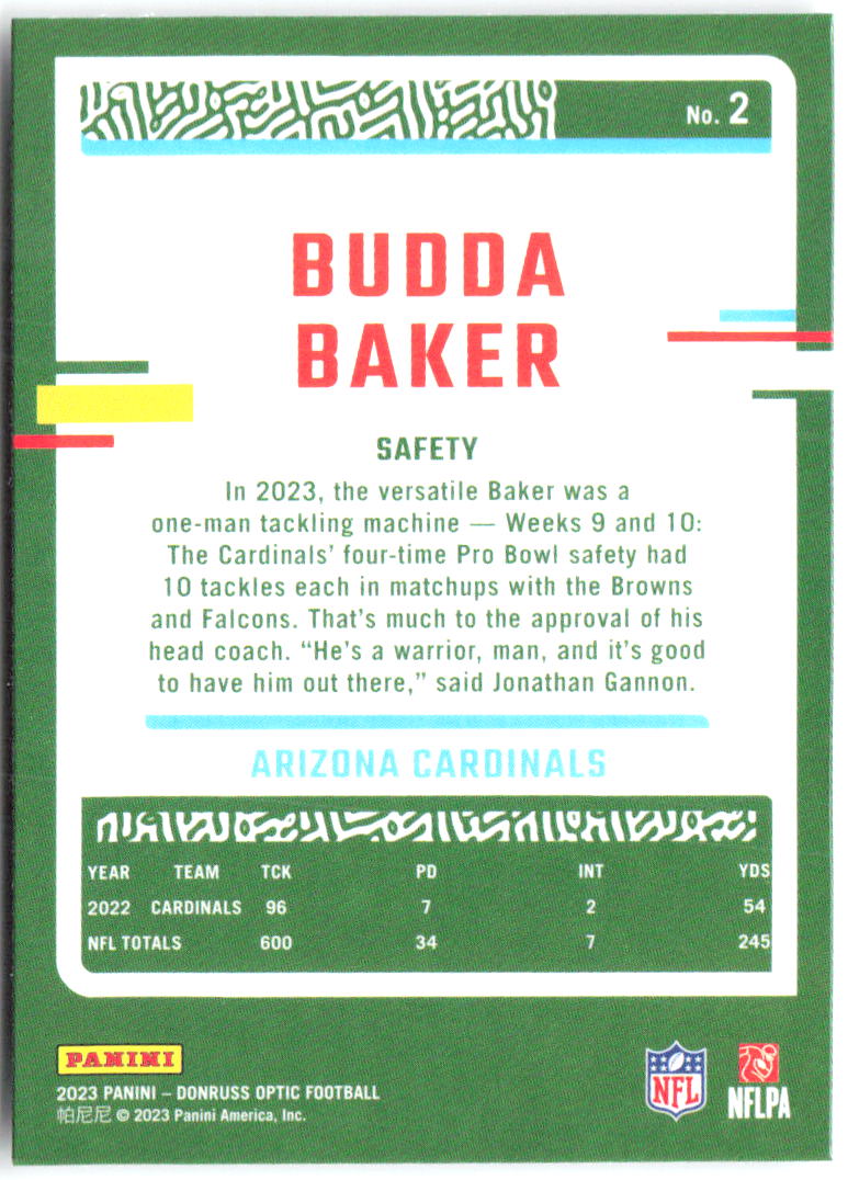Budda Baker Donruss Optic 2 2023 Arizona Cardinals