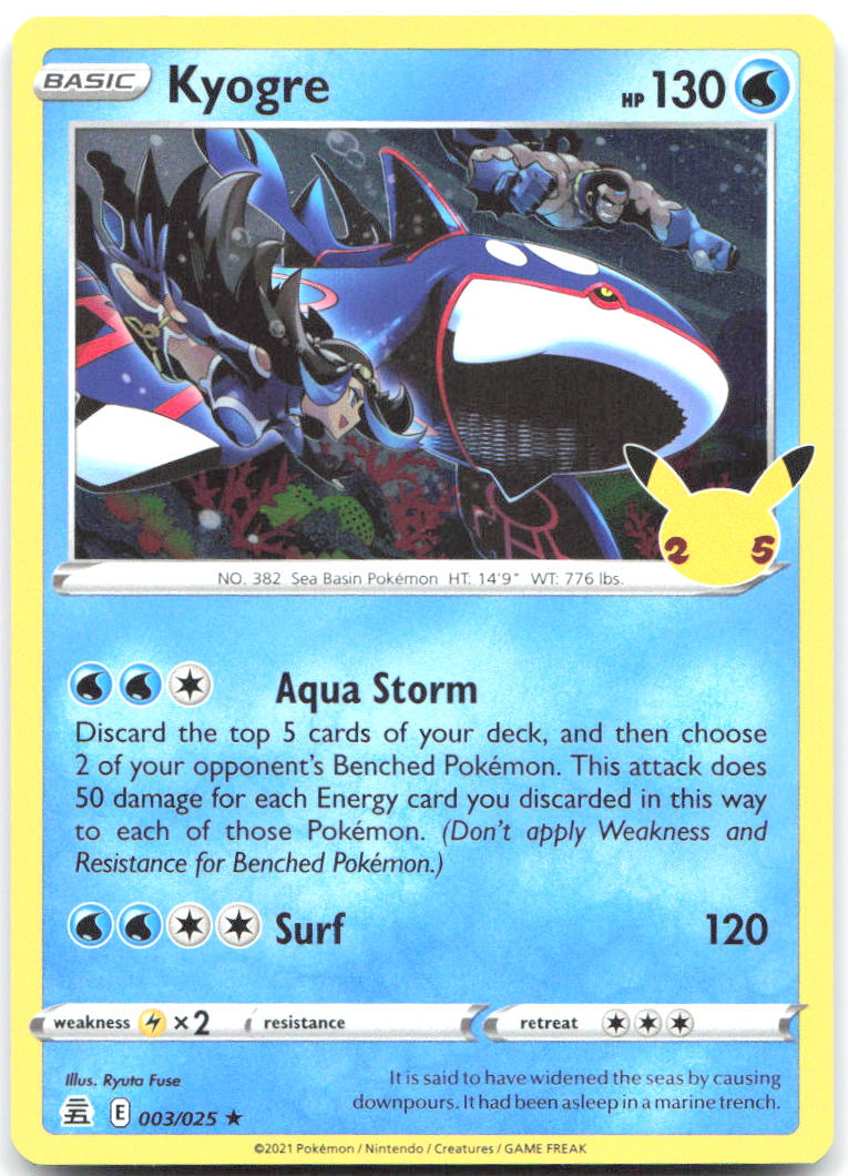 Kyogre Holo Rare Celebrations 003/025 NM Ryuta Fuse