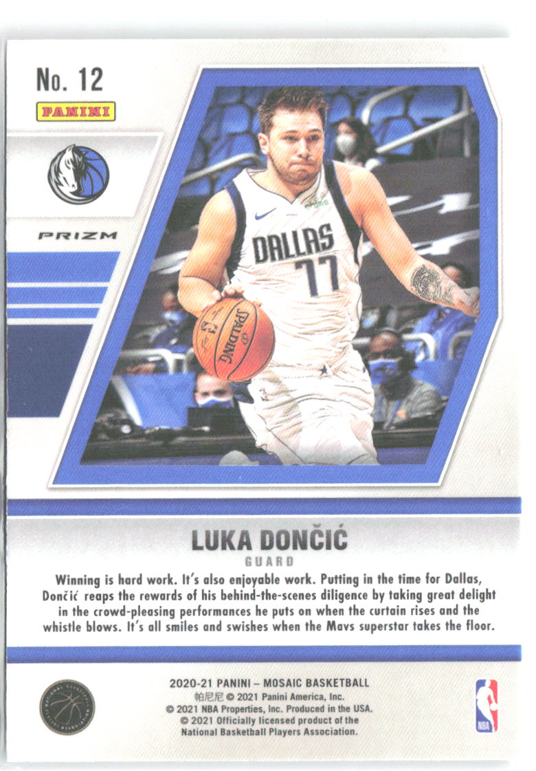Luka Doncic Panini Mosaic - Will to Win Mosaic Green 12 2020-21 Dallas Mavericks