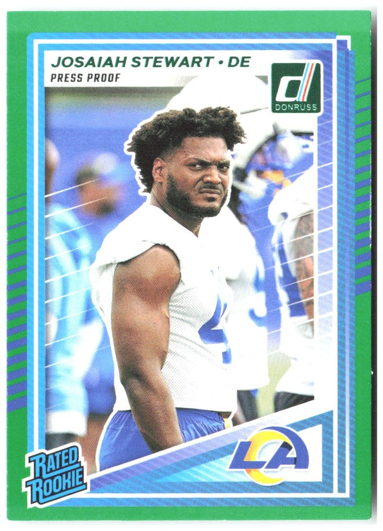 Josaiah Stewart Donruss - Press Proofs Green 376 2025 Los Angeles Rams