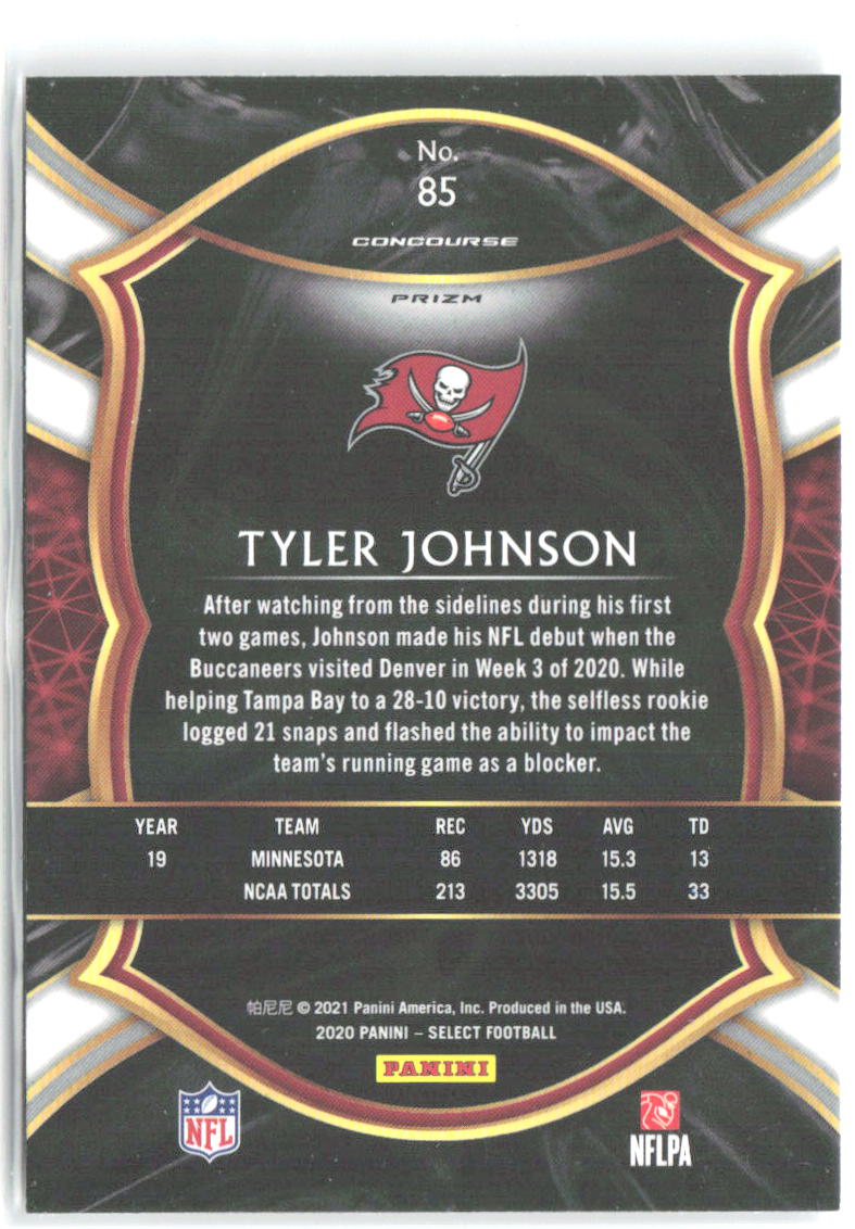Tyler Johnson Panini Select - Silver Prizm 85 2020 Tampa Bay Buccaneers