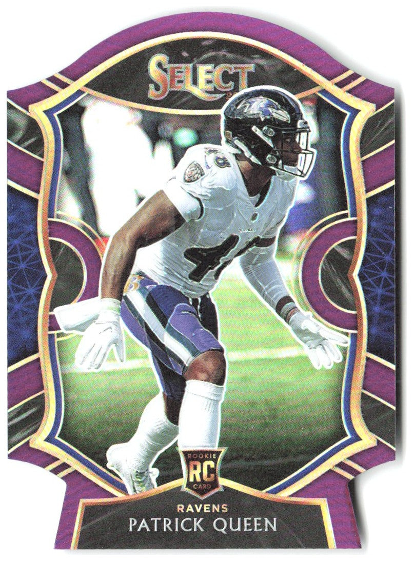 Patrick Queen Panini Select - Purple Prizm Die Cut 93 2020 Baltimore Ravens