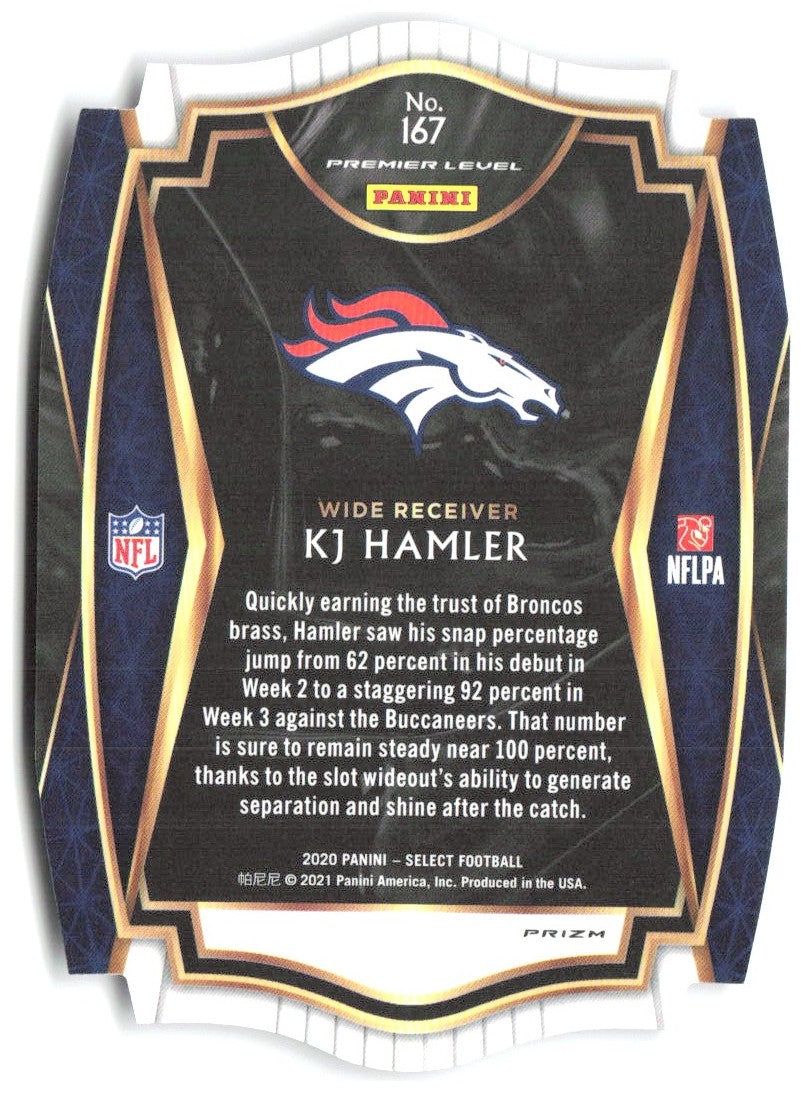 KJ Hamler Panini Select - Purple Prizm Die Cut 167 2020 Denver Broncos