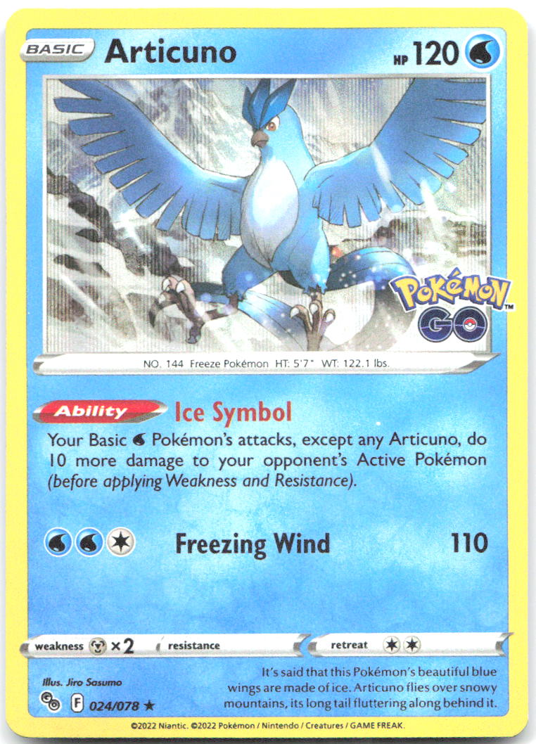 Articuno Holo Rare Pokemon GO 024/078 NM Jiro Sosumo