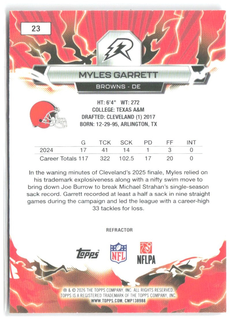 Myles Garrett Topps Resurgence - Refractor 23 2025 Cleveland Browns