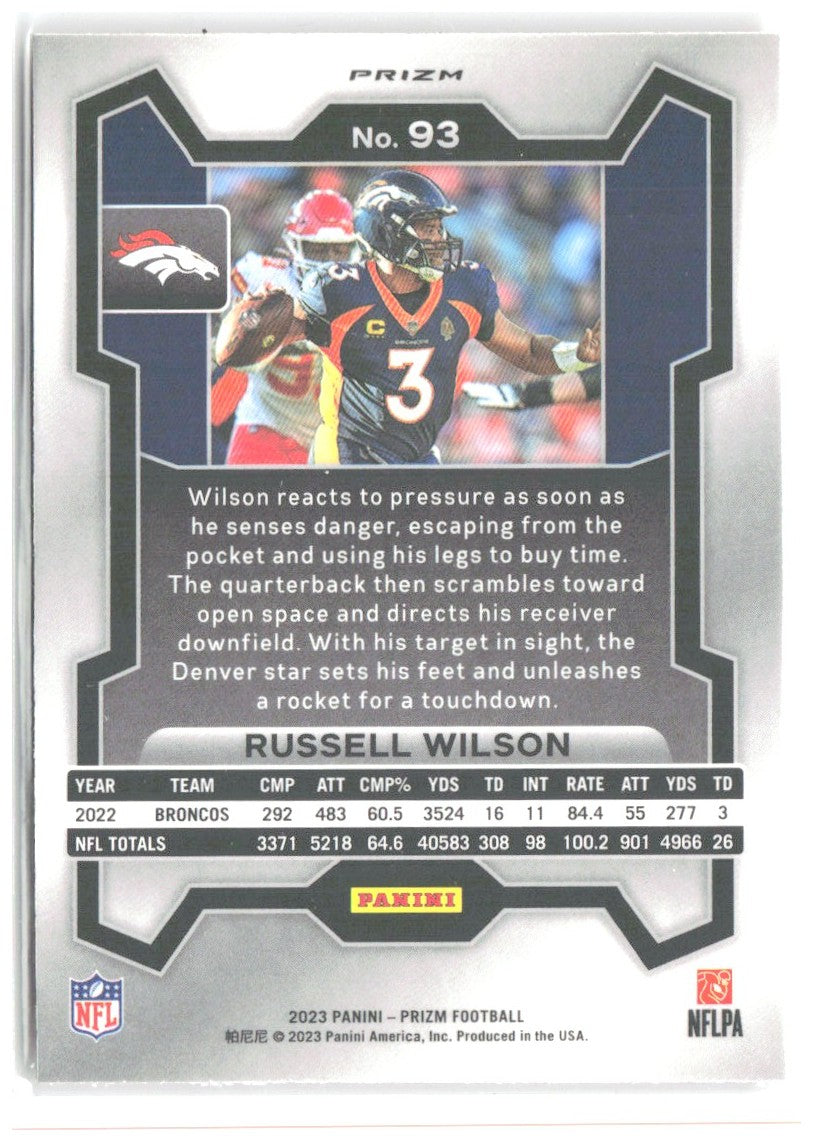 Russell Wilson Panini Prizm - Lazer 93 2023 Denver Broncos