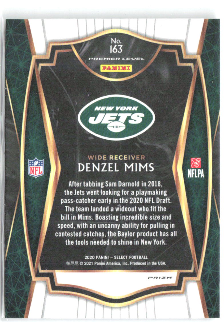 Denzel Mims Panini Select - Silver Prizm 163 2020 New York Jets