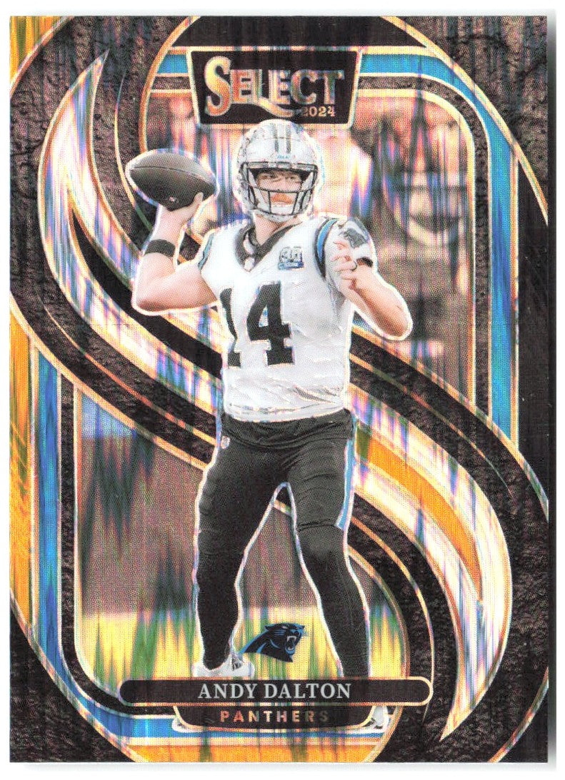 Andy Dalton Panini Select - Black & Gold Prizm Shock 106 2024 Carolina Panthers