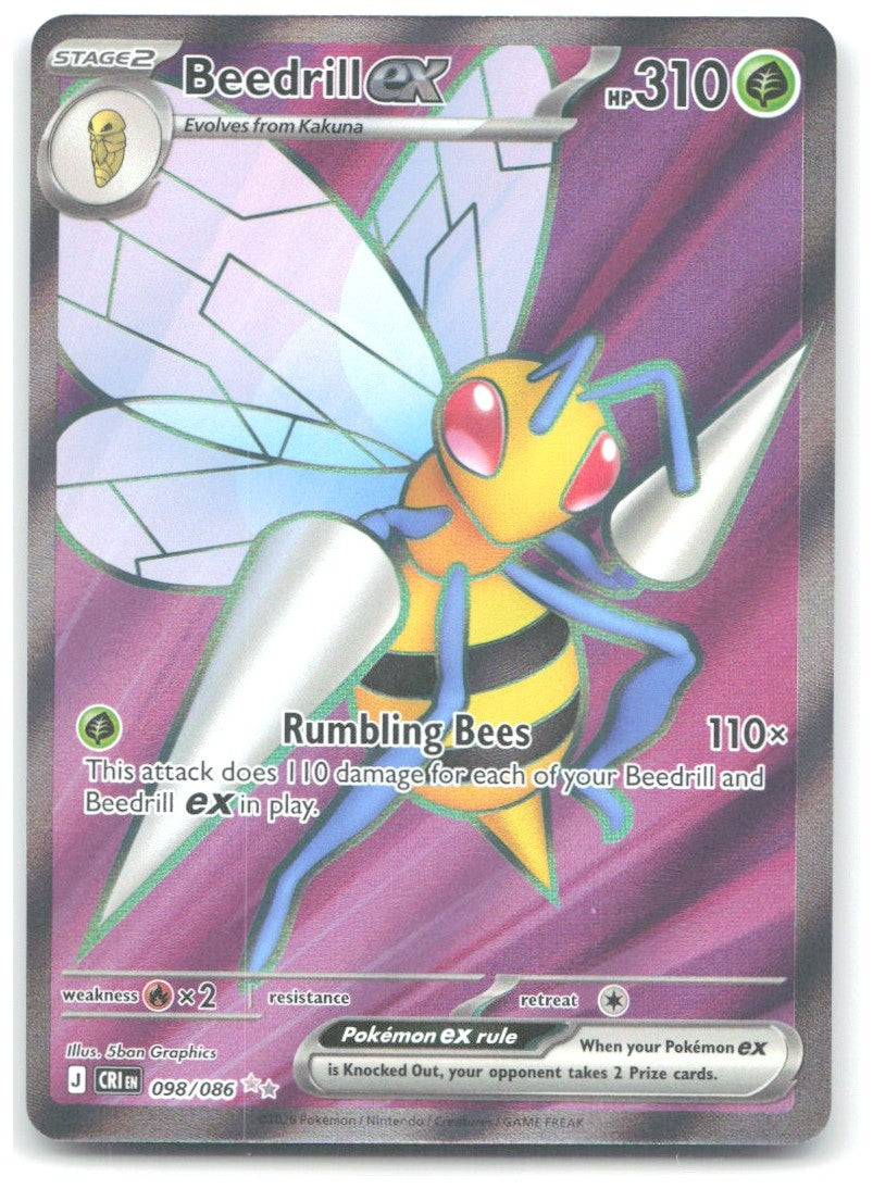 Beedrill ex Holo Ultra Rare ME04 Chaos Rising 098/086 NM toriyufu