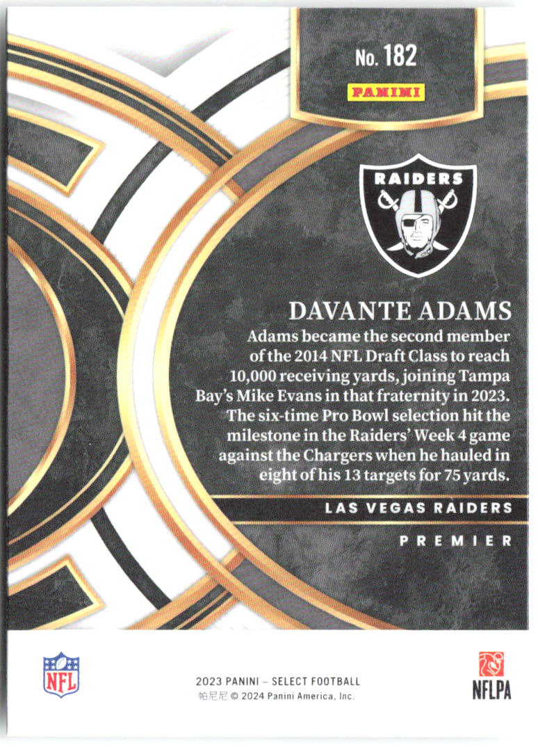 Davante Adams Panini Select 182 2023 Las Vegas Raiders