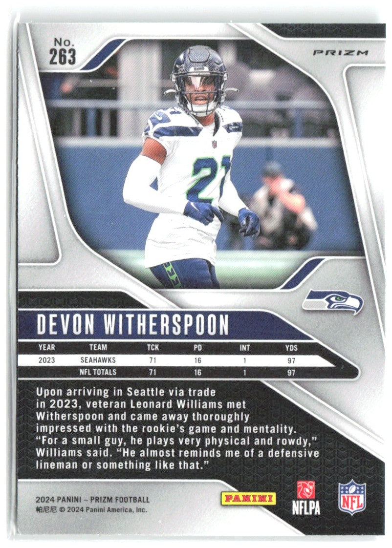 Devon Witherspoon Panini Prizm - Green 263 2024 Seattle Seahawks