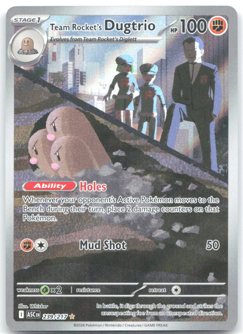 Team Rocket's Dugtrio Holo Illustration Rare ME: Ascended Heroes 239/217 NM