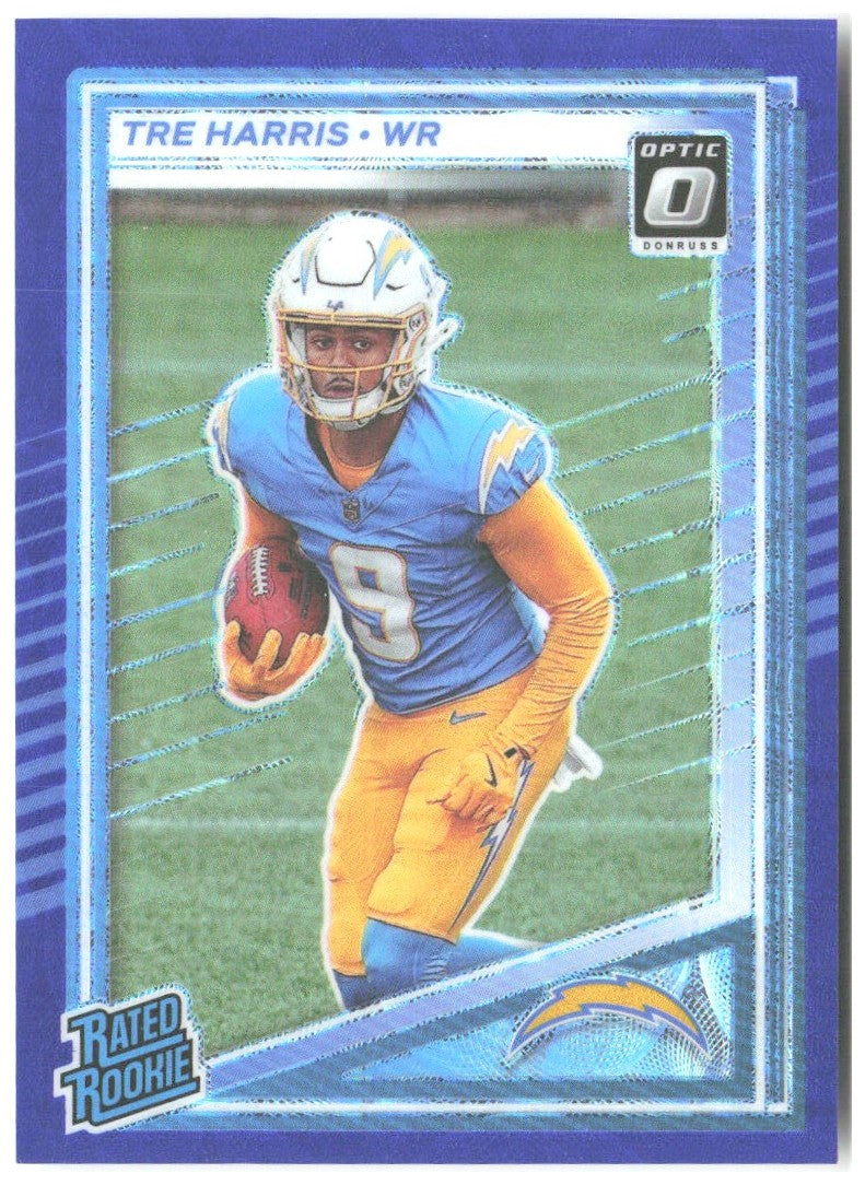 Tre Harris Donruss Optic Rated Rookies Blue Scope 329 2025 Los Angeles Chargers