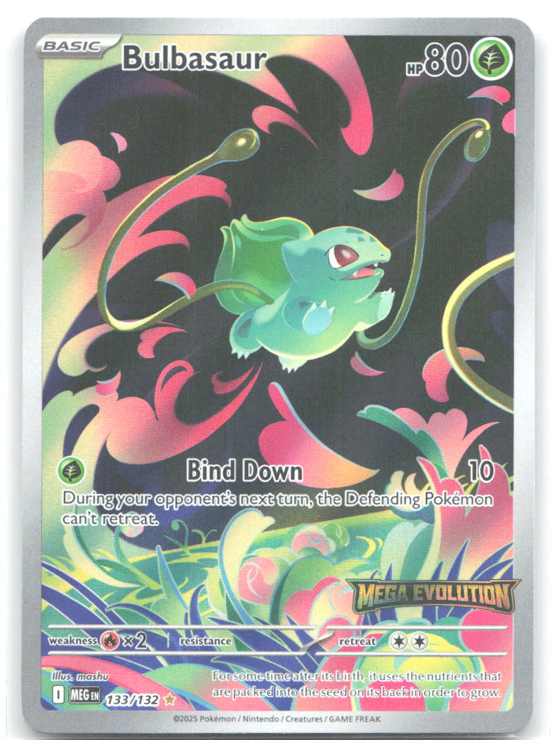 Bulbasaur Mega Evolution Stamped Holo Illustration Rare 133/132 NM mashu