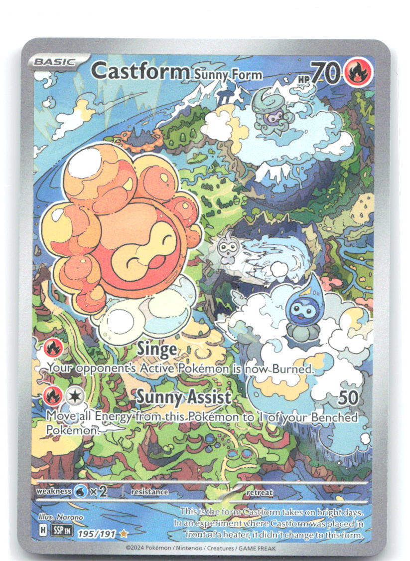 Castform Sunny Form Holo Illustration Rare SV08 Surging Sparks 195/191 NM Narano