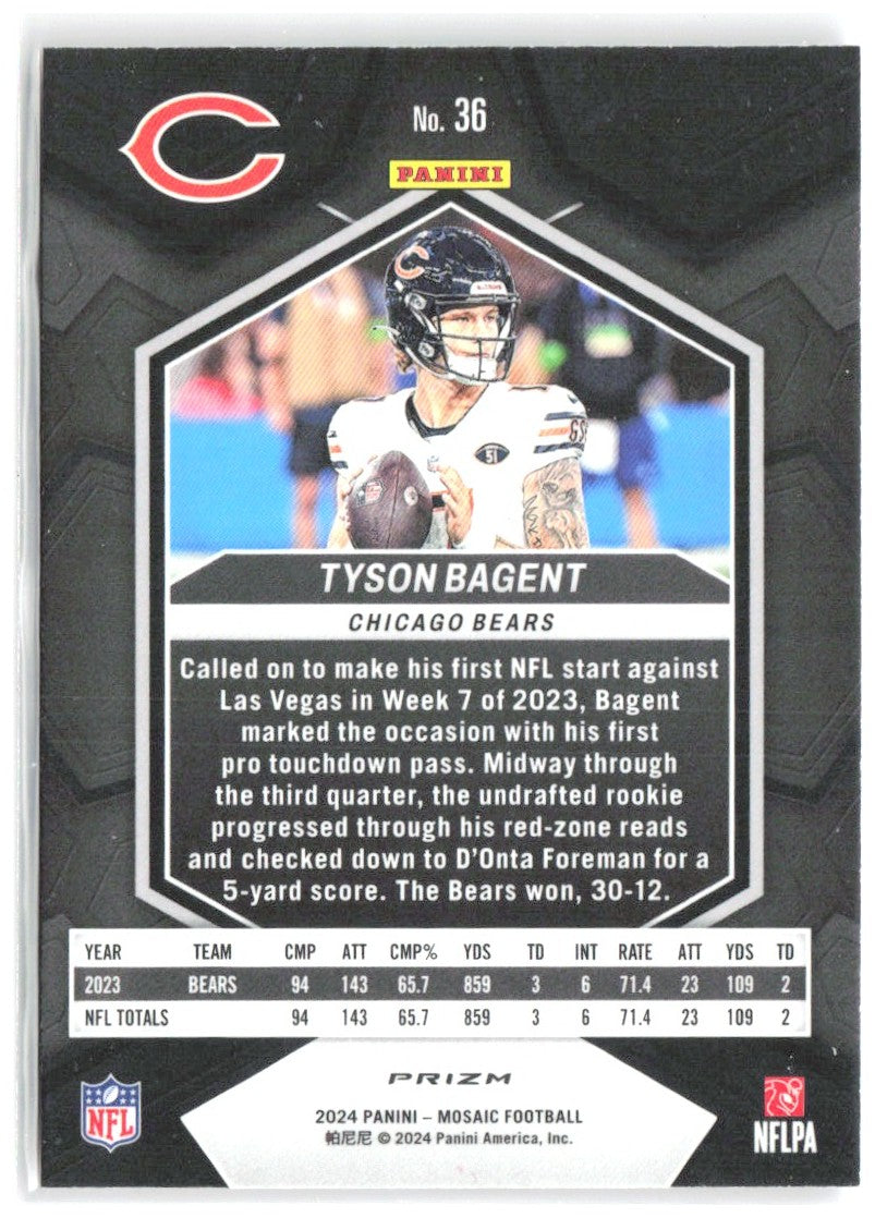 Tyson Bagent Panini Mosaic - Mosaic Camo Pink 36 2024 Chicago Bears