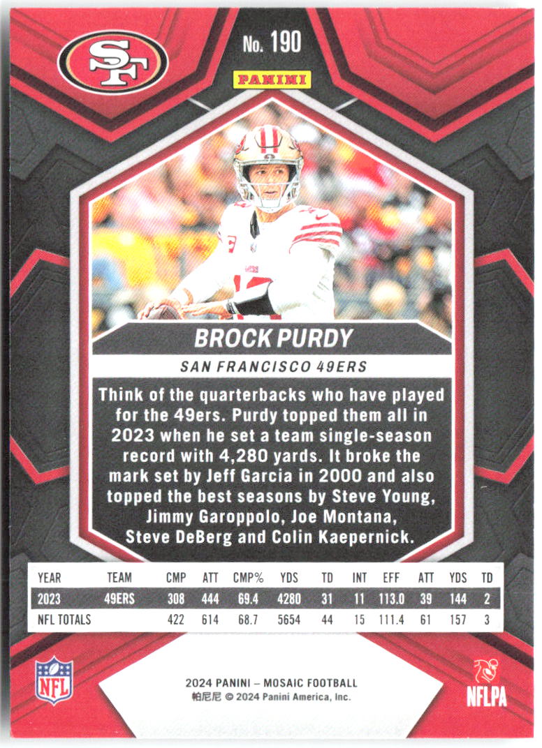 Brock Purdy Panini Mosaic 190 2024 San Francisco 49ers