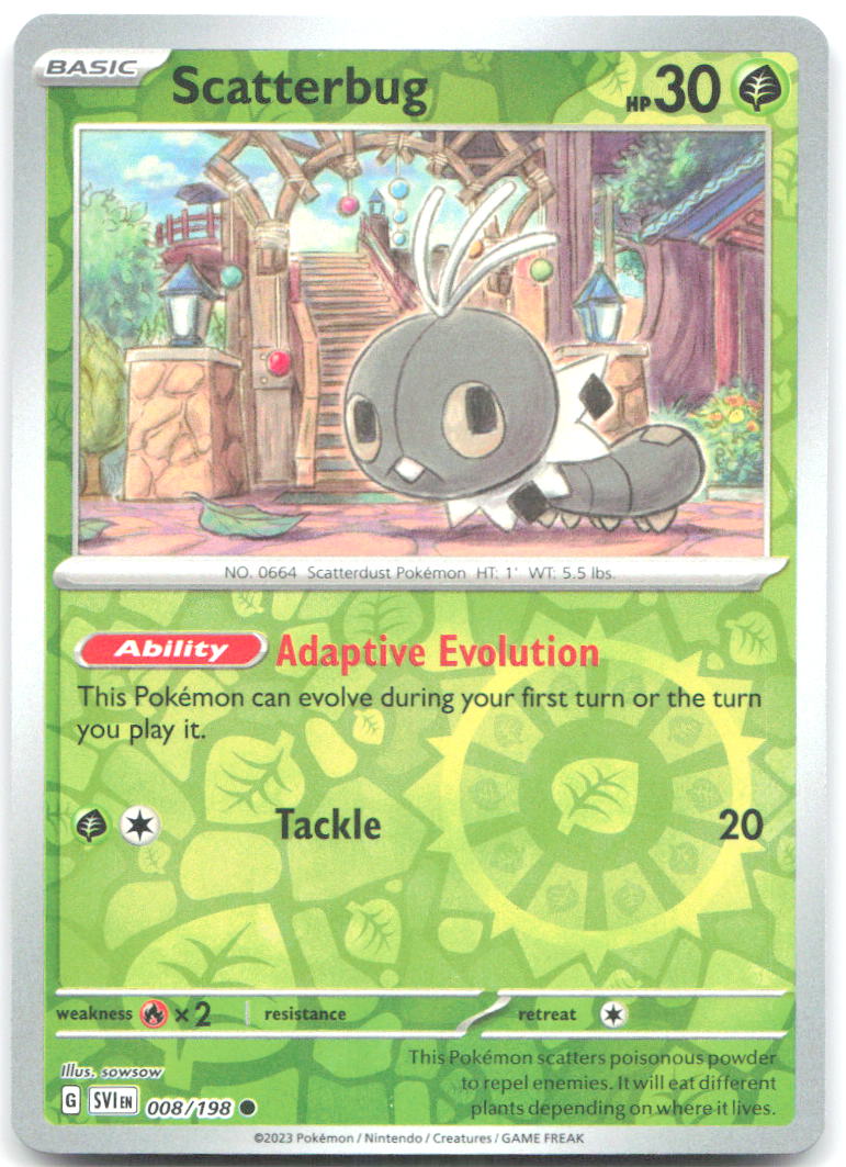 Scatterbug Reverse Holo Common SV01 Scarlet & Violet Base Set 008/198 NM