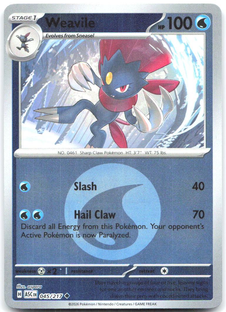 Weavile Energy Symbol Pattern Reverse Holo ME Ascended Heroes 045/217 NM Uninori