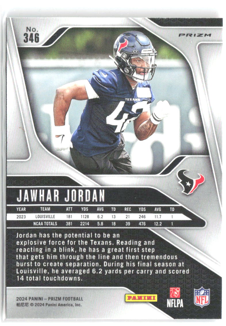 Jawhar Jordan Panini Prizm - Lazer 346 2024 Houston Texans