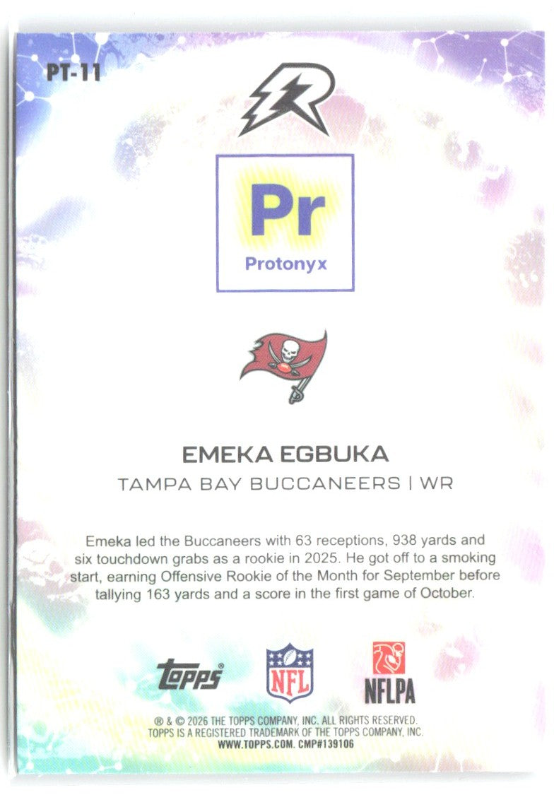 Emeka Egbuka Topps Resurgence Protonyx Refractor PT-11 2025 Tampa Bay Buccaneers