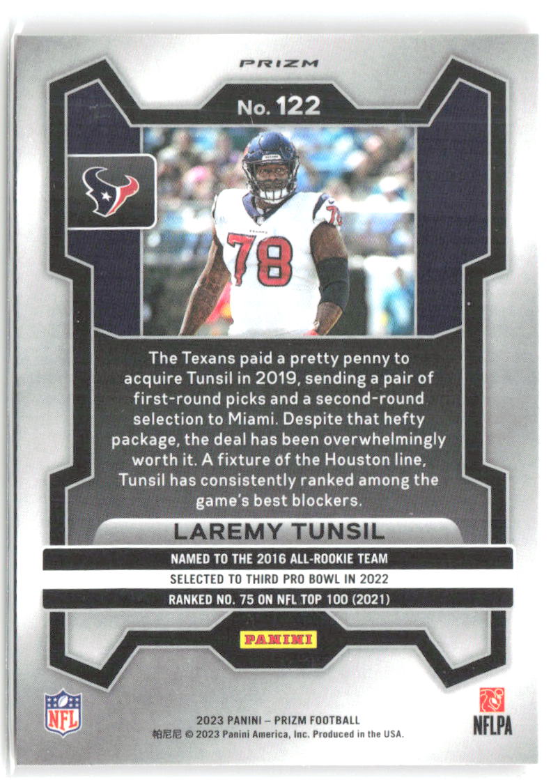 Laremy Tunsil Panini Prizm - Lazer 122 2023 Houston Texans
