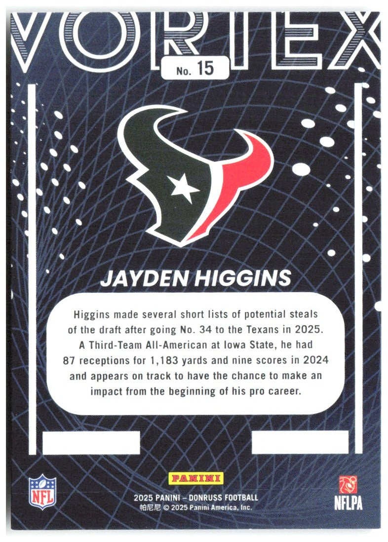 Jayden Higgins Donruss - Vortex 15 2025 Houston Texans