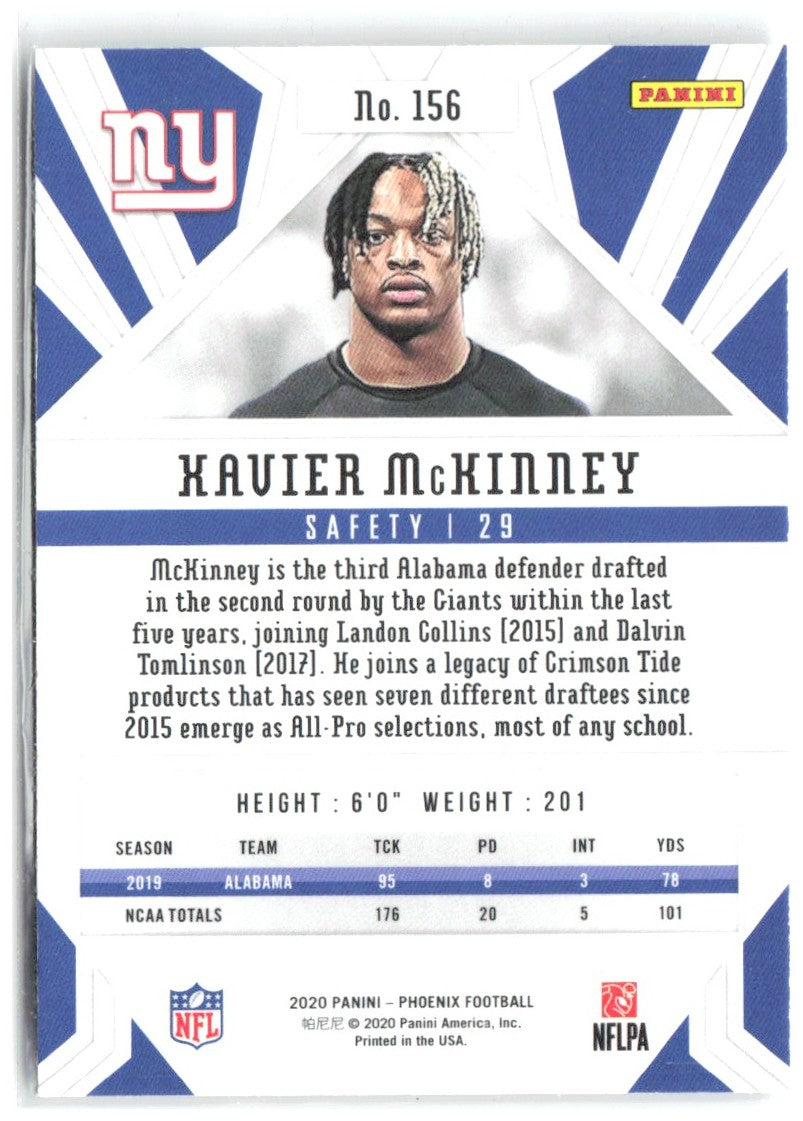 Xavier McKinney Panini Phoenix - Fire Burst 156 2020 New York Giants